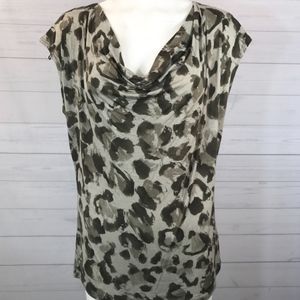 Michael Kors Cowl Neck Green Camouflage Shirt